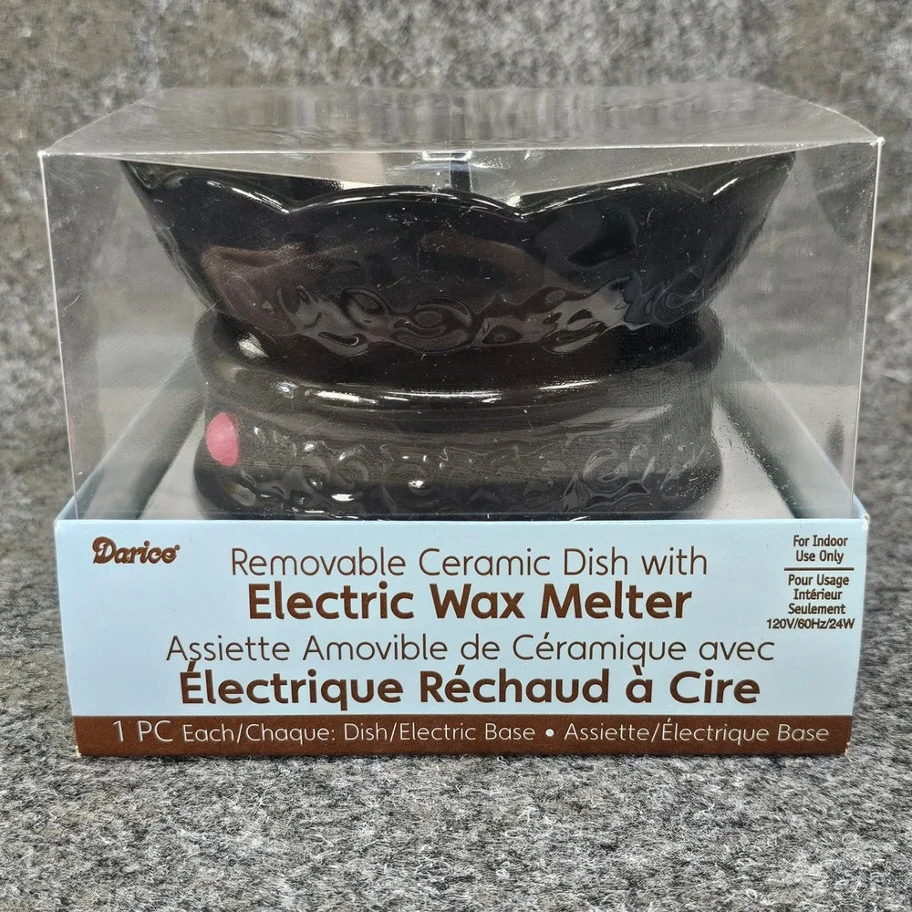 Darice Embossed Electric Ceraminc Wax Warmer, Black, New in box